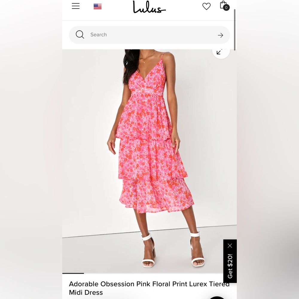 Lulu's Vibrant Pink Floral Midi Dress